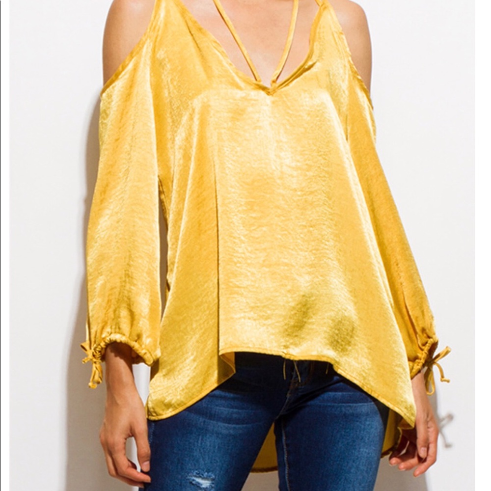 Cute satin Yellow top